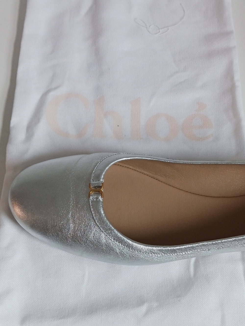 CHLOE NEW SILVER MARCIE BALLERINA FLATS - Picture 8 of 8